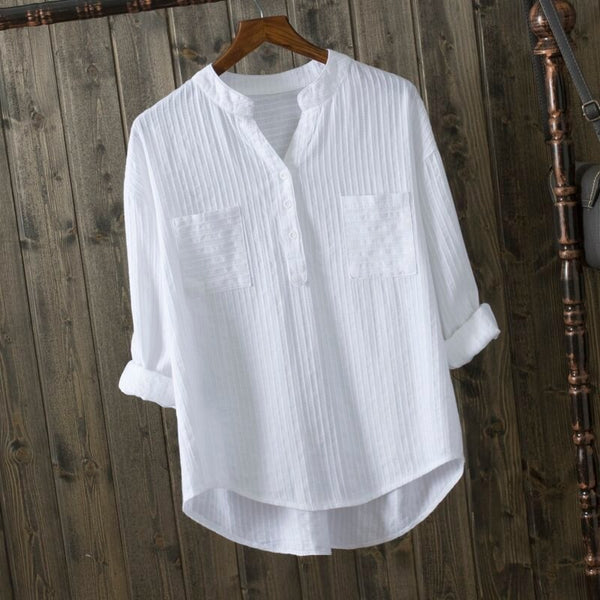 100% cotton white blouse women shirt 2023 spring summer elegant V-Neck ladies tops haut femme blusa womens tops and blouses