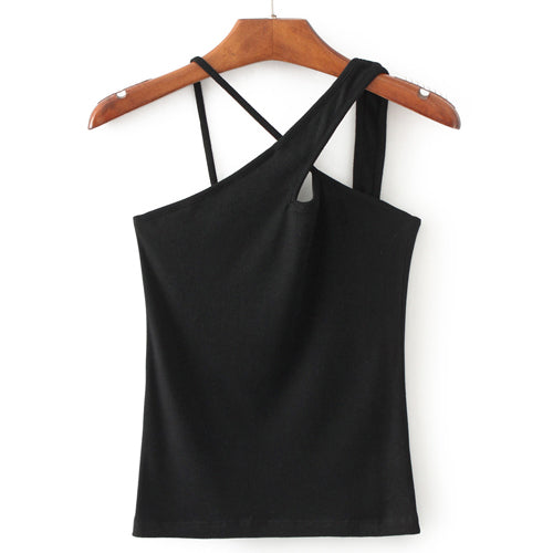 New Fashion Summer Women Front Cross Asymmetrical Camisole Tank Top Sexy Condole Belt Vest Of Woman Sleeveless T-Shirt