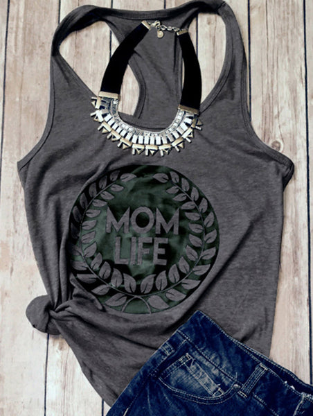 Summer Style Women tank tops mom Life Printed letter Sleeveless Casual Loose Female Tank Tops Shirts HO900619
