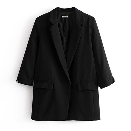 2022 Autumn Solid Blazer Women Elegant Mid-Long Three Quarter Sleeve Pearls Suit Blazer Women's Jacket blazer feminino AO542