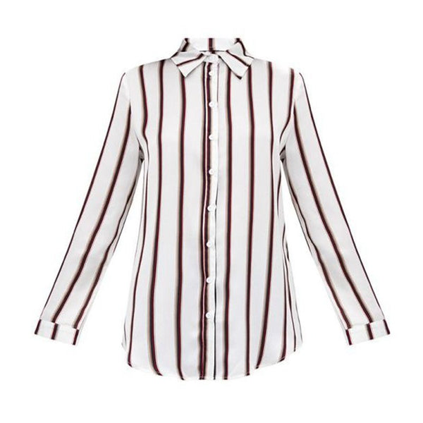 2022 Autumn Women Striped Blouse Sexy V-Neck Button Turn down Collar Top Long Sleeve Work Shirts Women's Clothes Blusas Feminina
