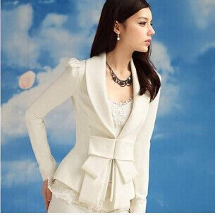 Blazer Feminino Jacket Spring Blazers Women Cardigans White Long Sleeve White Blazer Big Bow Ultra-Slim Suit S-XL Y59