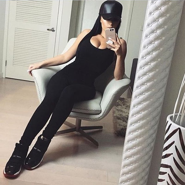 Fashion Romper Spaghetti Strap Sleeveless Full Length Solid Skinny Jumpsuit Sexy Night Club Jumpwuits Summer Women Clothing