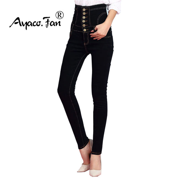 Jeans Womens High Waist Black Vintage Denim Long Pencil Pants Plus Size 6XL Woman Jeans Camisa Feminina Lady Fat Trousers