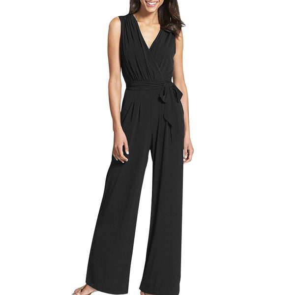 New 2022 exy Jumpsuits Elegant Female Sleeveless V-Neck Piece Pants Women's Jumpsuits Solid Color White Black Blue