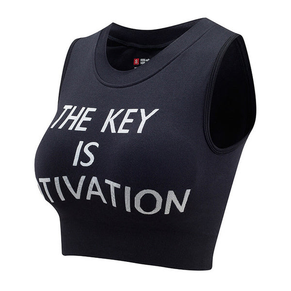 New Letter Printed Fitness Vest Bra Women High Impact Sporting Bra Top Quick Dry Vest-Type Bra Padded