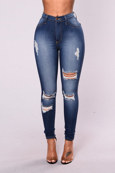 New jeans woman ripped Stretch cotton high waist jeans Casual Pleated skinny jeans woman denim pants trousers women