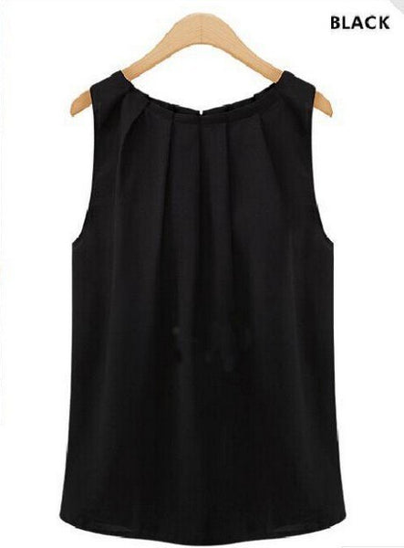 Summer Tank Top Loose Casual Chiffon Solid Sleeveless Vest T-shirts Sexy Basic O-neck Tops For Women Female Clothing