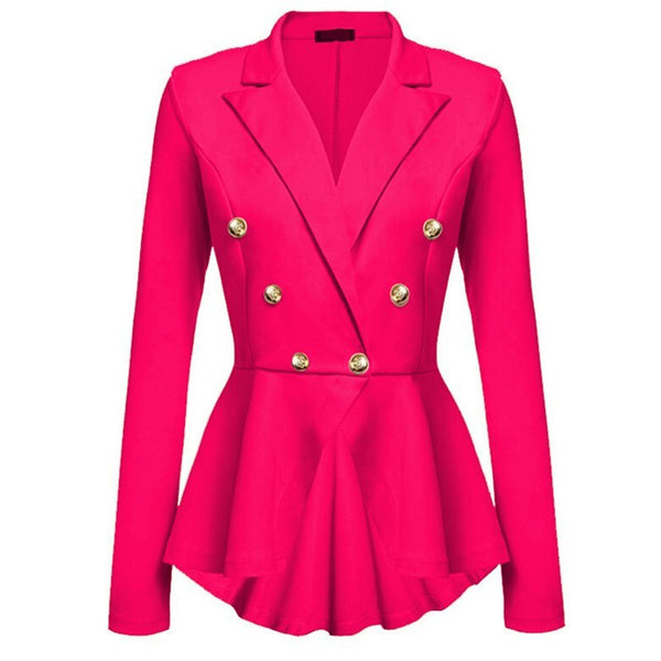 Women Jacket Suit Blazer Spring Irregular Slim Double Breasted Suit Blazer Femme Basic Coat Jacket Casual Outwear