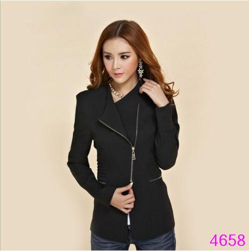 2022 Women Long Sleeve Zipper Suit Coat Neck Solid Casual Suit Jacket Blazer Tops