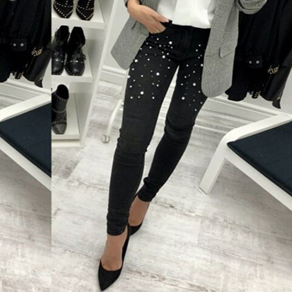 2022 Women Nerw Fashion Casual Skinny Denim Pants High Waist Stretch Embroidered Flares Zipper Jeans Long Pencil Trousers Hot