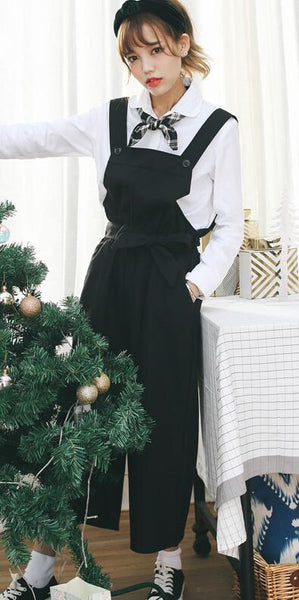 2022 Women'S Harajuku Spring Loose Korean Wide Leg Casual High Waist Bodysuit Female Kawaii Playsuits And Jumpsuits For Women