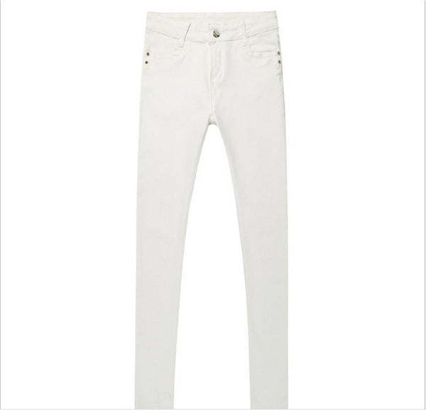 2022 new Spring high quality brand women jeans white casual pants slim stretch jeans pencil pants black Denim Pants Trousers
