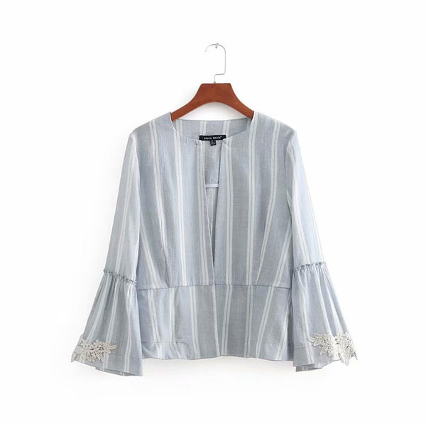 2022 new women vintage retro lace embroidery patchwork striped casual linen blazer suit business wear outwear coat tops CT073