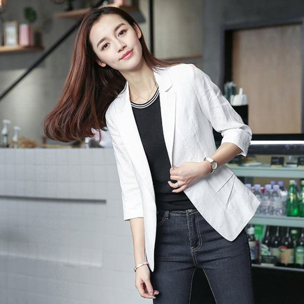 2022 summer plaid women coats short jackets casual suit blazers cardigan feminino white grey outwear blusa plus