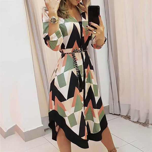 2022 Plus Size Women's Women's Holiday Style Geometric Print Dress Loose Casual Robe Dress Designer Clothing Taltas Grandes