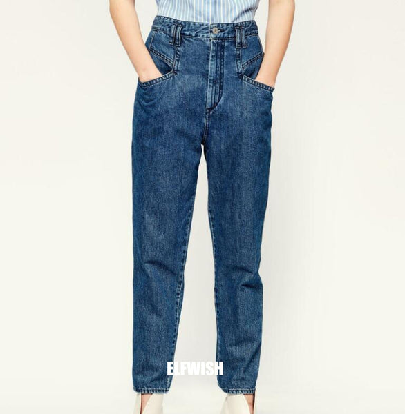2022 Spring Summer Woman Blue Denim Jeans High Waist Pencil Trousers On sale