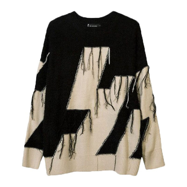 2023 Tassel Hole Knitted Oversize Harajuku Streetwear Knitwear Ins Lazy BF Couple Loose Unisex Sweaters Harajuku Punk Jumpers