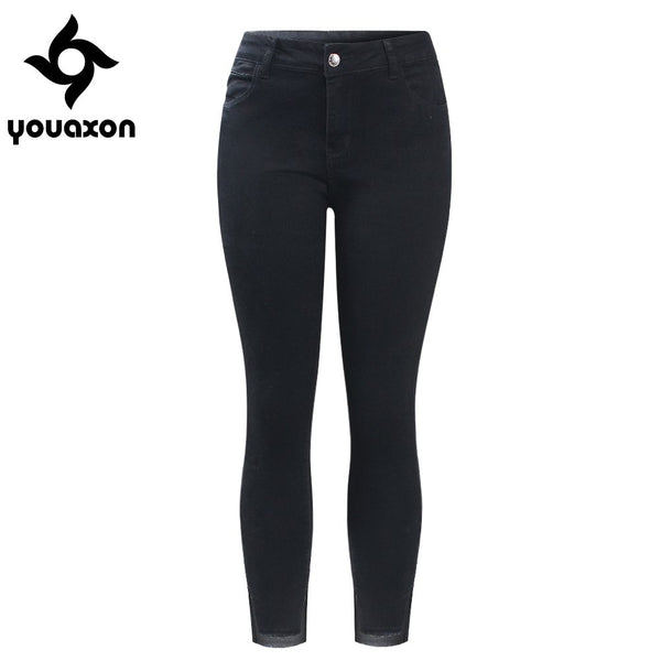 2115 Celebrity Side Split High Low Opening Cropped Jeans Woman Fashion Black Denim Pants Trousers For Women Jeans
