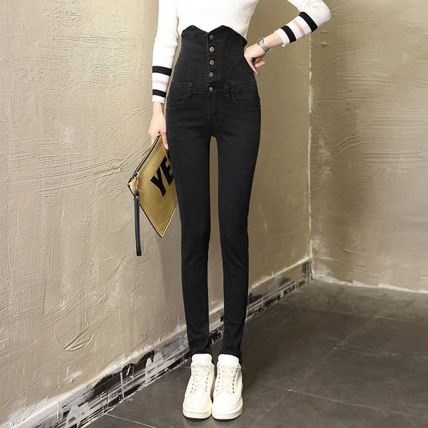 3 Color Jeans Women High Waist Elastic Skinny Denim Long Pencil Pants Woman Jeans Camisa Feminina Lady Fat Trousers