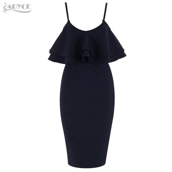 Women Bodycon Summer Bandage Dress 2022 Red Spaghetti Strap Vestidos Strapless Ruffles Midi Celebrity Evening Party Dress