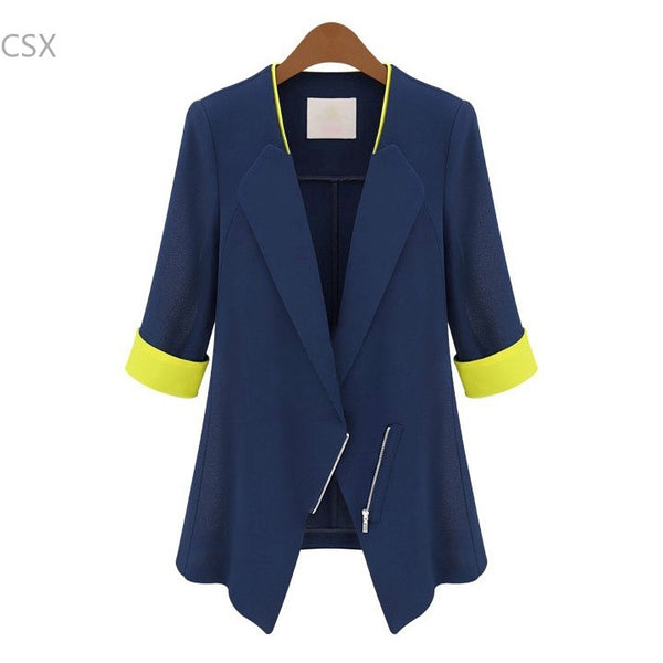Fashion Blazer Autumn -Summer Half Sleeve Blazers Women Suits Jackets Slim Zipper Casual Coat ,Office lady wear