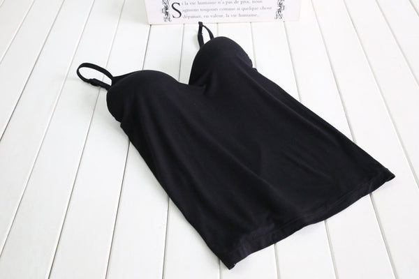 New Sexy Women's Modal Adjustable Strap Built In Bra Padded Self Mold Bra Tank Top Cami Vest