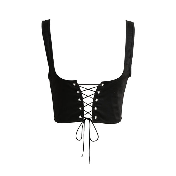Sexy Lace Up Crop Tops Women 2022 Summer Sleeveless Bralette Tank Top Women Fitness Bustier Crop Top Tanktop Plus Size