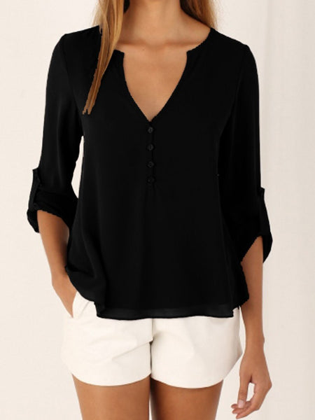 Blouses Women New Fashion Casual V-neck Summer Blouse long-sleeved Loose Shirt Blusa Feminina Vestidos De Festa LBD3185