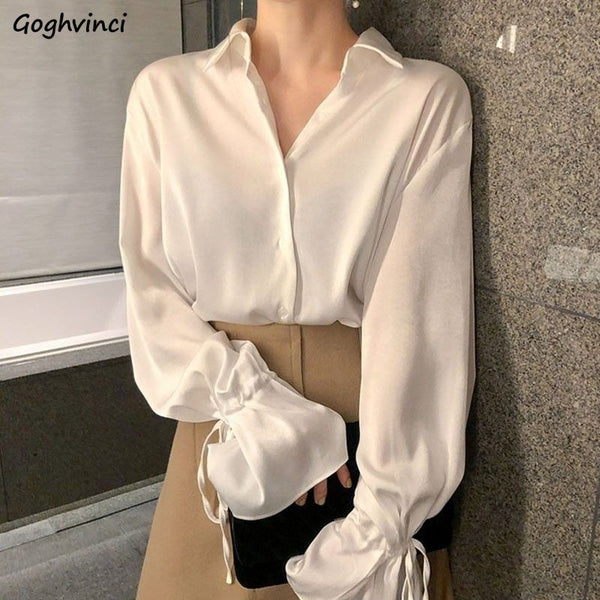 Blouses Women Lacing Flare Sleeve Solid Elegant Chiffon Shirts Womens Retro Ladies Designer Chic Tops Streetwear Stylish