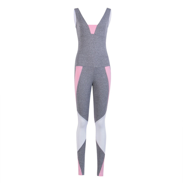 Fashion Skinny Cotton Litter Sexy Women Workout Jumpsuit Tracksuit Fitness Top & Pants Bodysuits Set