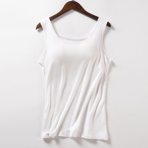 Camis Built In Bra Self Mold Bra Tank Tops 2022 Summer Sexy Women Modal Sleeveless Top Shirt Plus Size TX033