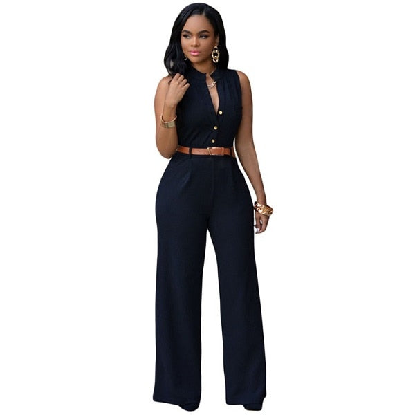 11 Colors Fashion Women Jumpsuit 2022 Summer Overalls Belted Wide Leg Jumpsuit macacao long pant Elegant Jumpsuits