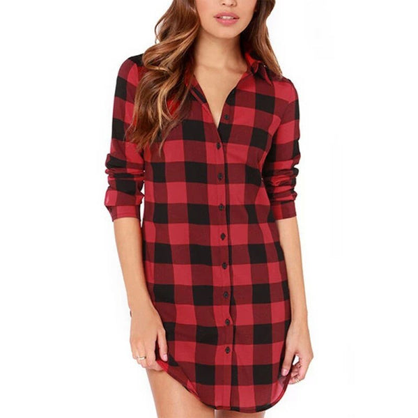 Europe America Blouse women's Plaid Models Autumn 2023 Women Blouses Wild Long Lattice Shirt Blusa Clothing Vestidos YFF6092