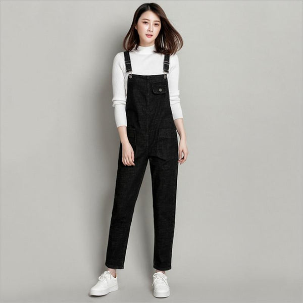 European Style Boyfriend Women Denim Overalls High Waist Straps Jumpsuit Female Girl Loose Jeans Pants Plus Size S M L Xl Befree