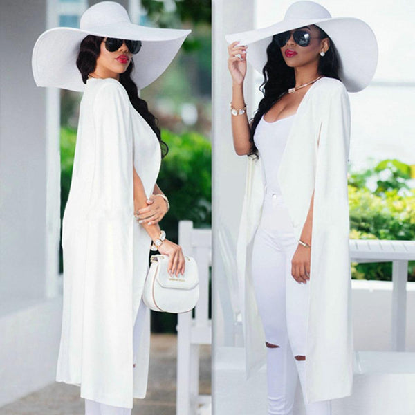 Fashion Blazer Cape Coats Long Solid Cloak Blazer Jackets Popular Black and White Cape Blazers Personality Woman Suit Jackets