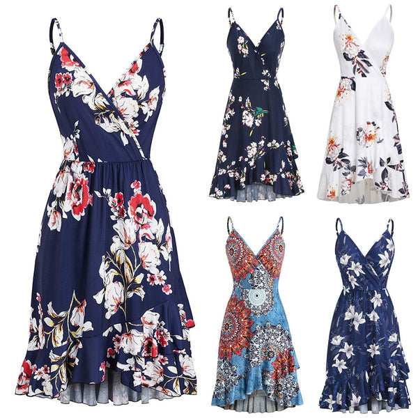 Dresses For Women 2022 Robe Femme Printed Waist Waist Large Swing V Neck Dress Vestidos De Mujer Casual Summer Dress