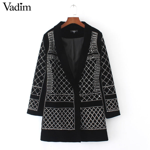 Fashion Sexy Geometric Pattern Rhinestone Notcjed Collar long-sleeved bodycon tight Blazer ZC071