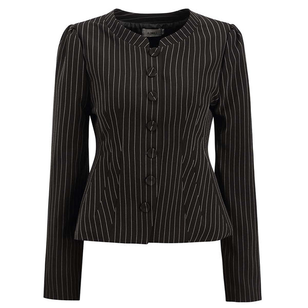 Fashion Street Striped Blazers of Women Single Breasted Button-up Peplum Coat Autumn Suit Jackets Stripe Coat