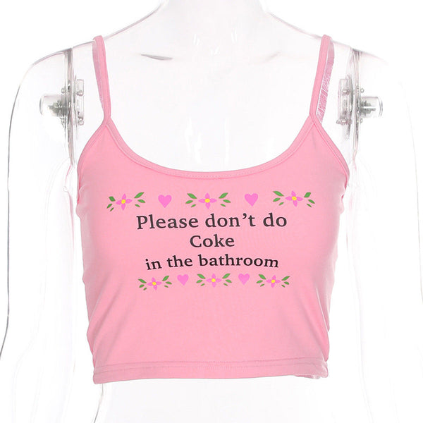 Fashion Women Summer Wear Strappy Tank Top Letter Printed Short Chic Slim Sexy Ladies Shirt Crop Tops