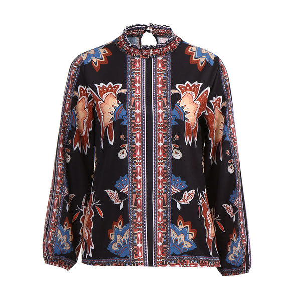 Fashion 2022 Summer Chiffon Blouse Tops Women's Hollow Out Long Sleeve Stand Collar Shirt Blouse camisa feminina /PY