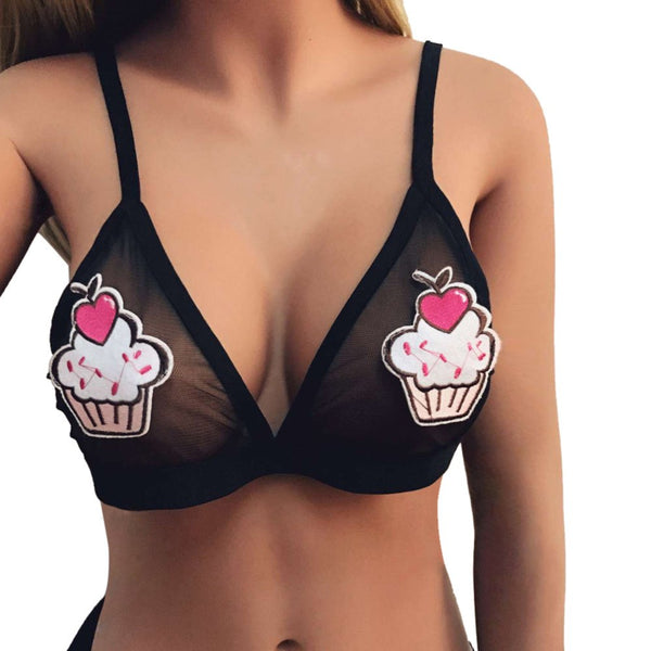 Sexy Crop Tops Women Embroidery Bralette Bustier Camisa Lingerie Sheer Triangle Unpadded Bra Underwear Cropped camisole