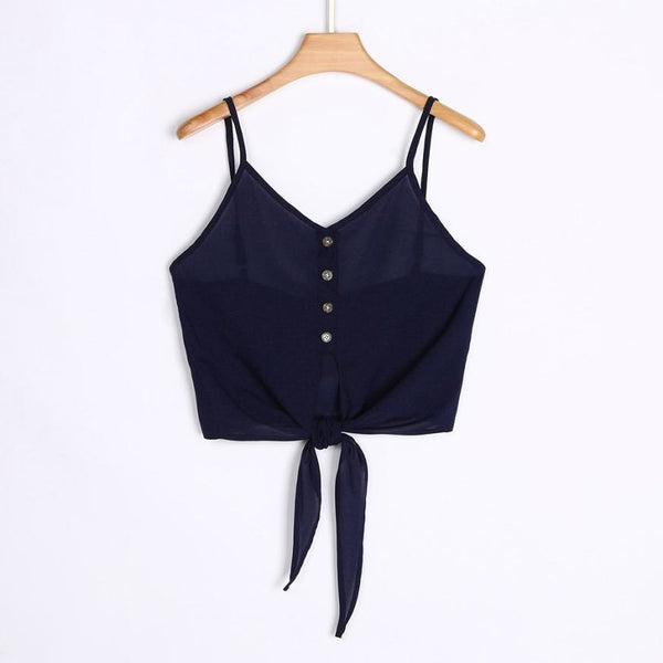 Summer Women Thin Tank Tops Camisole Sexy Strappy v Neck Tie Buttons Sleeveless Vest Tank Shirt Crop Tops Camis feminino