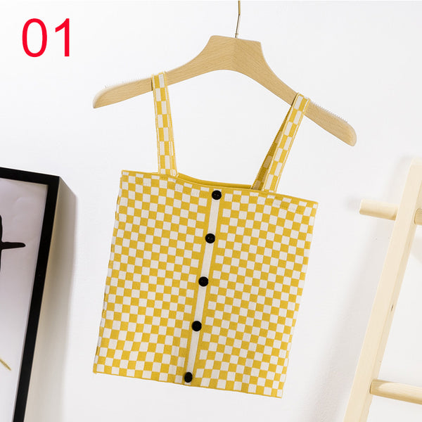 Female Crop Top Cami Tank Top Sexy Streetwear Short Tops 2022 Fashion Plaid Cropped Tops Tank Women Feminino Vest