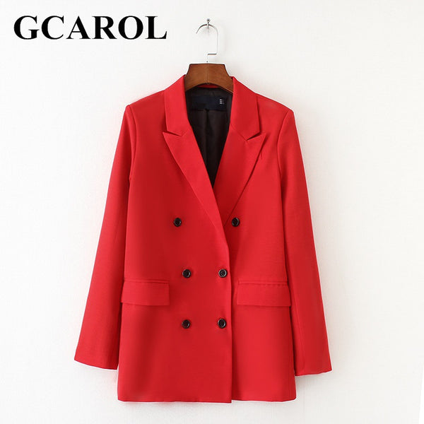 New Arrival Spring Autumn Women Blazer Double-Breasted Button Notched Collar Work Office Suits Outwear