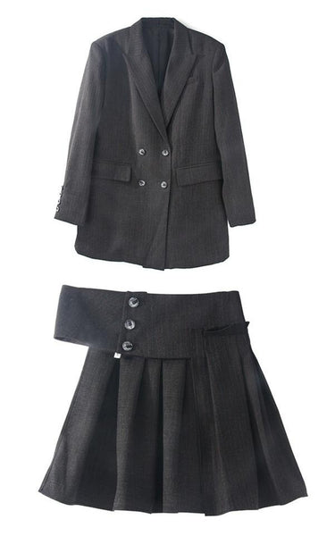 New Two Pieces Wear Stripe Blazer Long Sleeved Suit Jacket Casual Office Lady Blazers Ladies Suit Formal Jackets