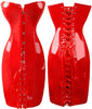 Good quality Black Red Gothic Wetlook Vin PVC Dress Sexy Women Body Slim Corset Dress Night Club DS Faux Leather Dresses