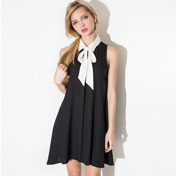 HDY New Fashion Tank Dress Women Sleeveless Cold Shoulder Female A-line Dress Sweet Style Slim Ladies Shirt Dress