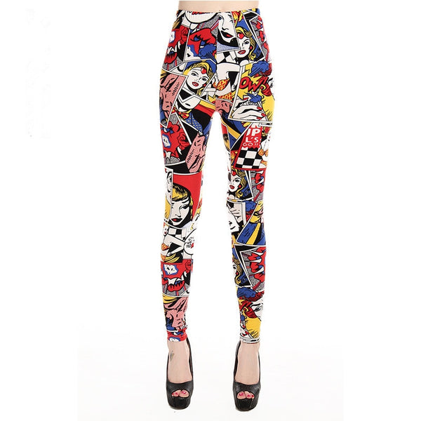Brand Women Leggings New High Waist Cartoon comic beauty Print Trousers Soft Female Casual Sexy Elastic Pant