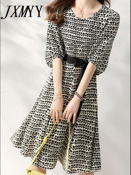 imCharms Women's Commuter Style Floral Mid-Length Dress 2023 Summer High-End Elegant And Versatile Retro Printed Skirt